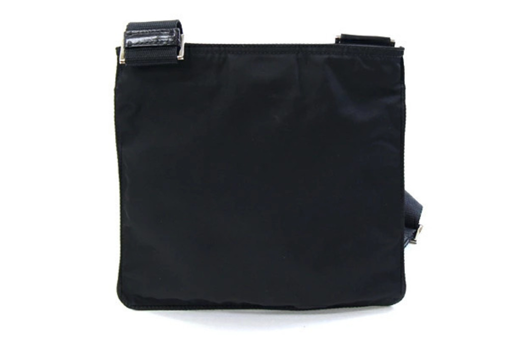 Prada Leather Shoulder Bag Gusset Crossbody Black